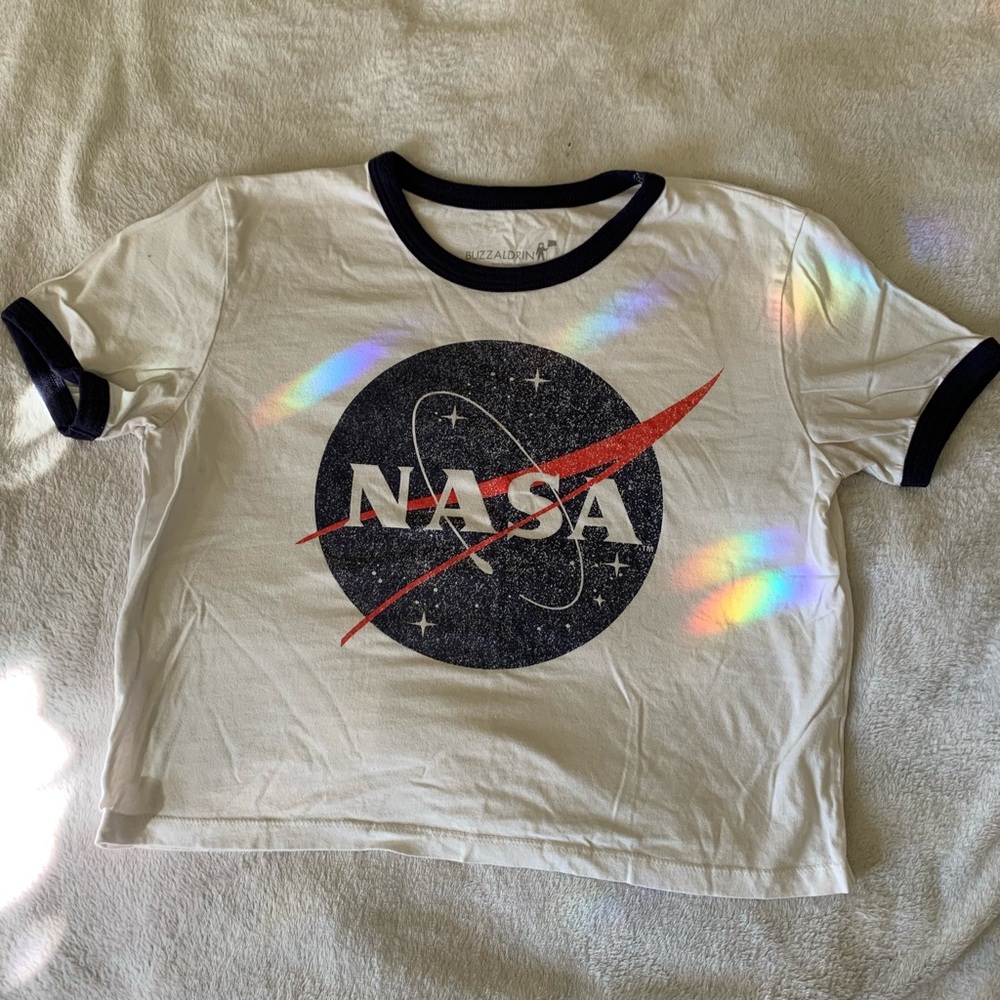 NASA Logo Navy and White Cropped T-Shirt